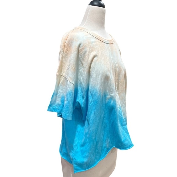 Abound Women's Blue and Orange Raw Edge Hemline Crewneck Tee Shirt XL - Picture 2 of 6